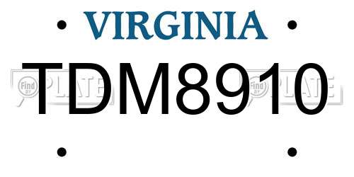 TDM8910 Virginia License Plate