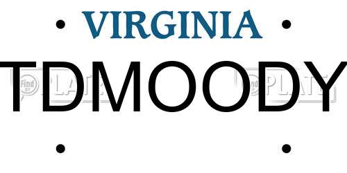 TDMOODY Virginia License Plate