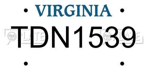 TDN1539 Virginia License Plate