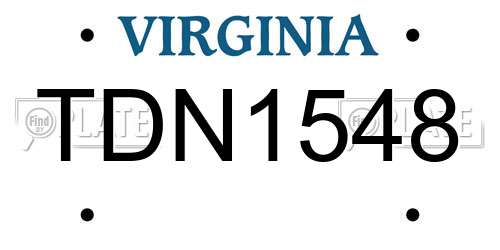 TDN1548 Virginia License Plate