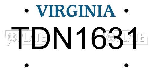 TDN1631 Virginia License Plate