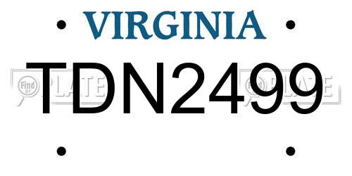 TDN2499 Virginia License Plate