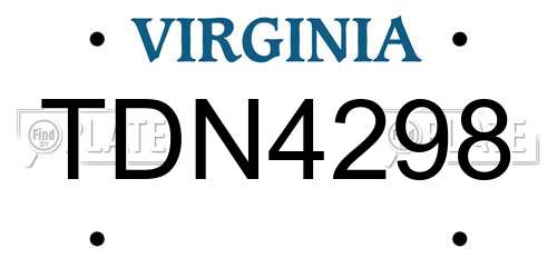 TDN4298 Virginia License Plate