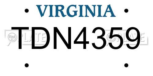 TDN4359 Virginia License Plate
