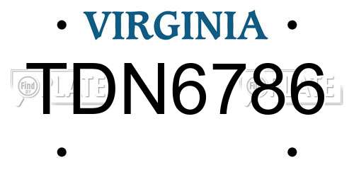 TDN6786 Virginia License Plate