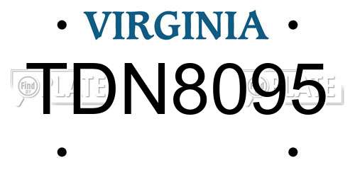 TDN8095 Virginia License Plate