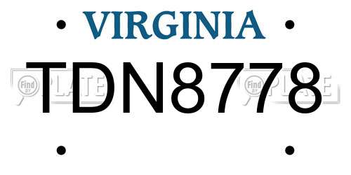 TDN8778 Virginia License Plate