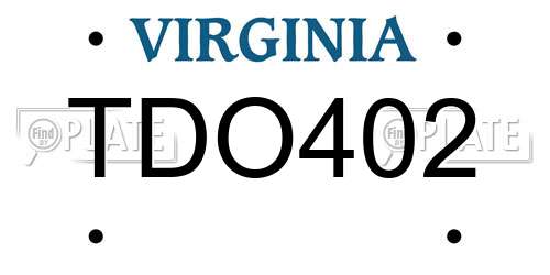 TDO402 Virginia License Plate