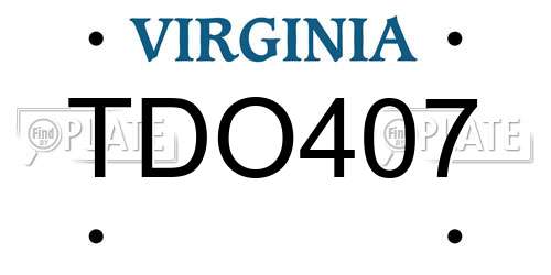 TDO407 Virginia License Plate