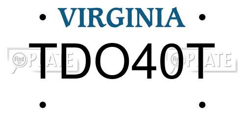 TDO40T Virginia License Plate
