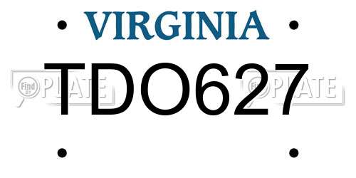 TDO627 Virginia License Plate