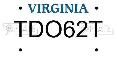 TDO62T Virginia License Plate