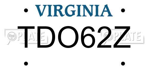 TDO62Z Virginia License Plate