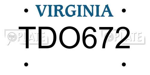 TDO672 Virginia License Plate