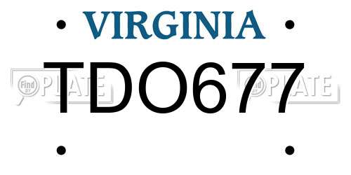 TDO677 Virginia License Plate