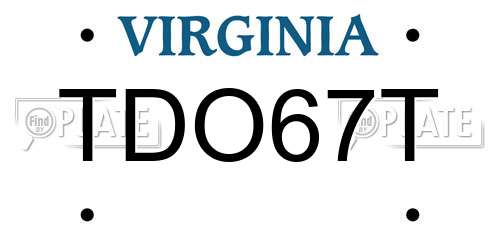 TDO67T Virginia License Plate