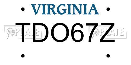 TDO67Z Virginia License Plate