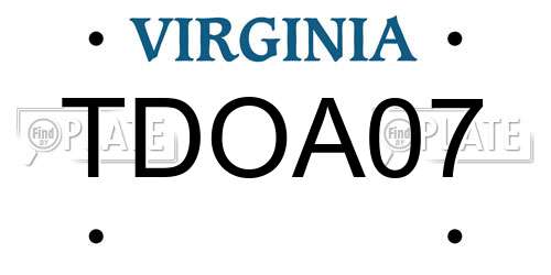 TDOA07 Virginia License Plate