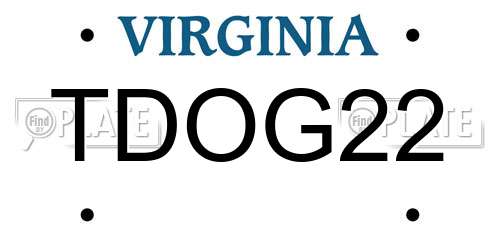 TDOG22 Virginia License Plate