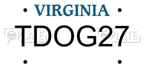 TDOG27 Virginia License Plate