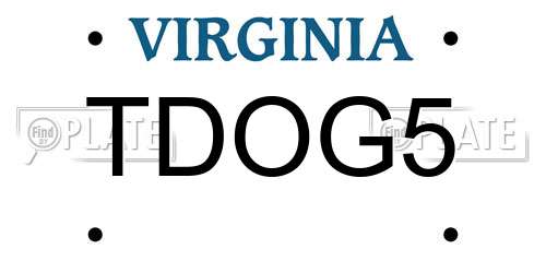 TDOG5 Virginia License Plate