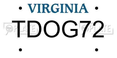 TDOG72 Virginia License Plate