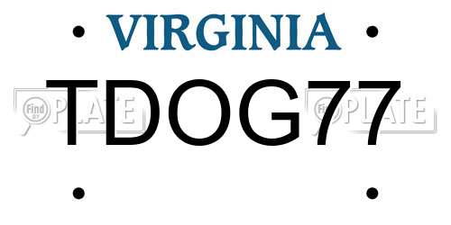 TDOG77 Virginia License Plate