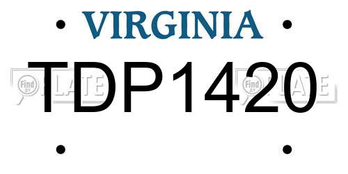 TDP1420 Virginia License Plate