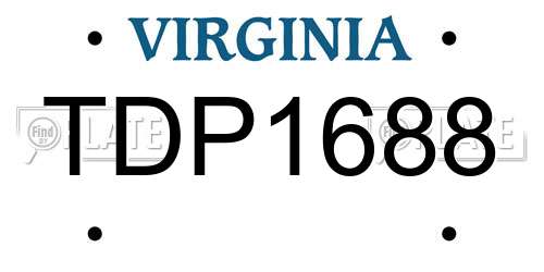TDP1688 Virginia License Plate
