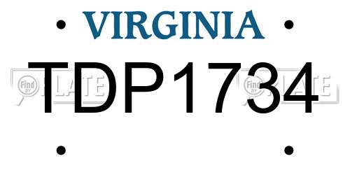 TDP1734 Virginia License Plate