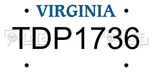TDP1736 Virginia License Plate