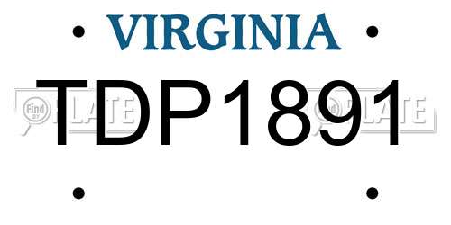 TDP1891 Virginia License Plate