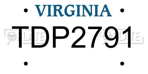 TDP2791 Virginia License Plate