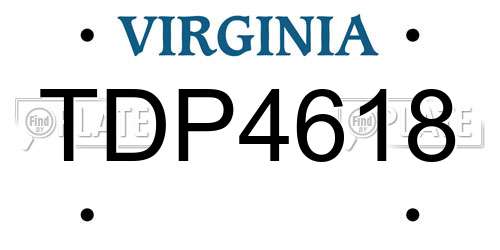 TDP4618 Virginia License Plate