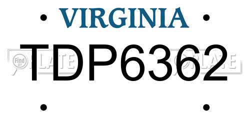 TDP6362 Virginia License Plate