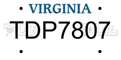 TDP7807 Virginia License Plate
