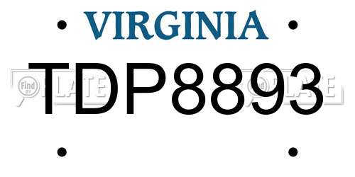 TDP8893 Virginia License Plate