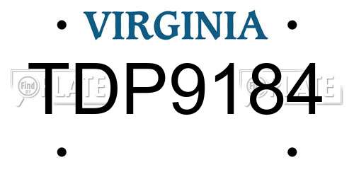 TDP9184 Virginia License Plate