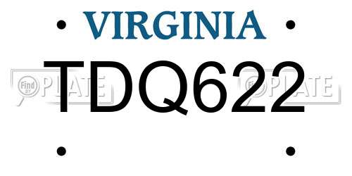 TDQ622 Virginia License Plate