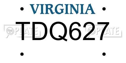 TDQ627 Virginia License Plate