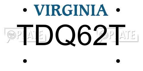 TDQ62T Virginia License Plate