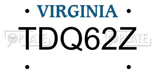 TDQ62Z Virginia License Plate