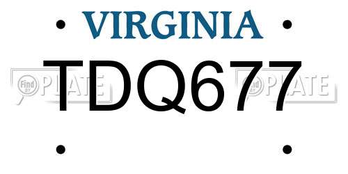 TDQ677 Virginia License Plate