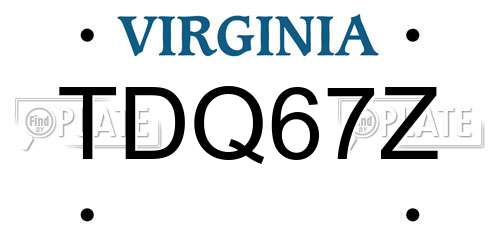 TDQ67Z Virginia License Plate
