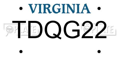TDQG22 Virginia License Plate