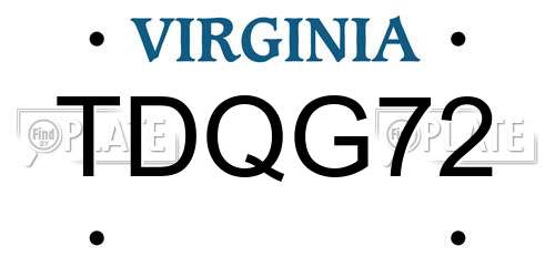 TDQG72 Virginia License Plate
