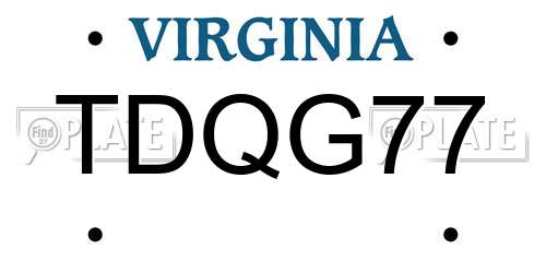 TDQG77 Virginia License Plate