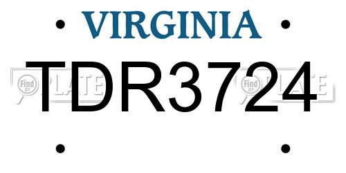 TDR3724 Virginia License Plate