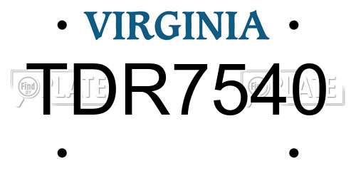 TDR7540 Virginia License Plate