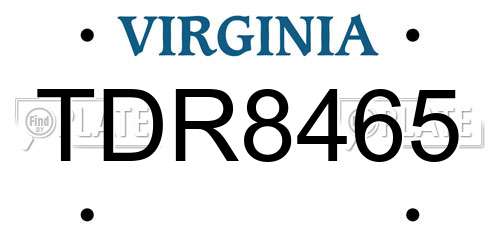 TDR8465 Virginia License Plate